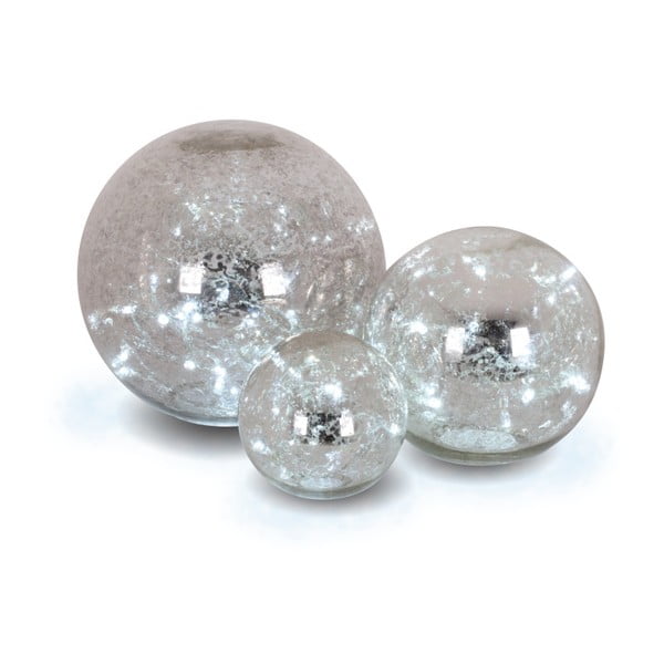 Комплект от 3 декоративни леки стъклени топки - Naeve