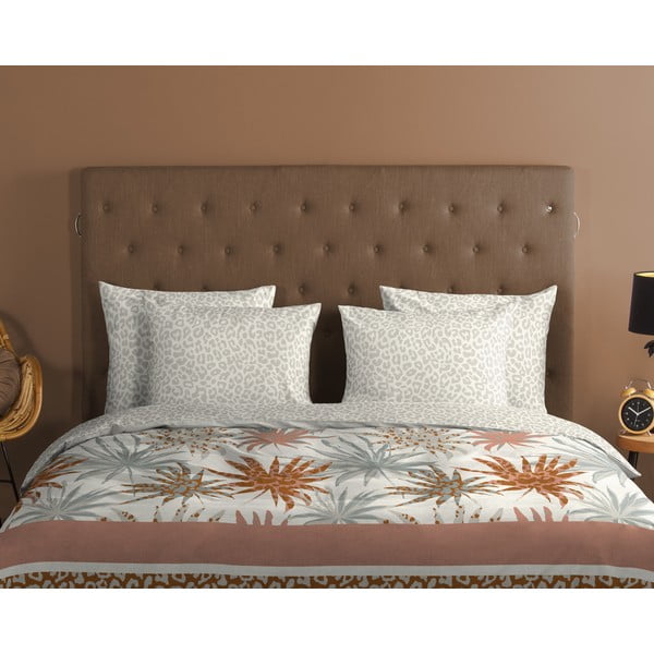 Бяло и светлосиво памучно спално бельо за единично легло 140x200 cm - Good Morning-image-2