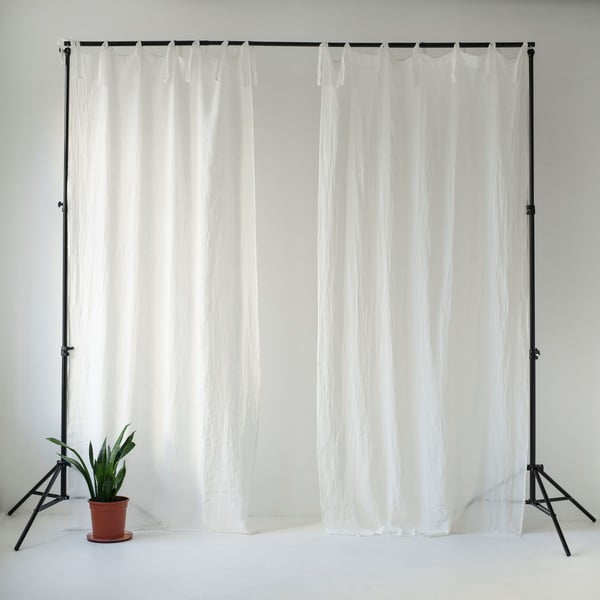 Бяла ленена олекотена завеса с примки Daytime, 250 x 130 cm - Linen Tales