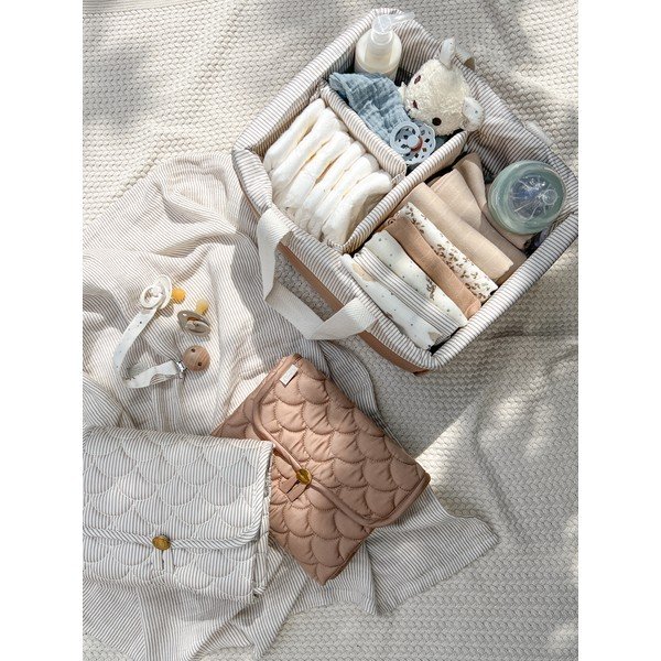 Светлокафява текстилна детска кутия за съхранение 24x34x17 cm Classic Stripes Camel – Cam Cam Copenhagen-image-1