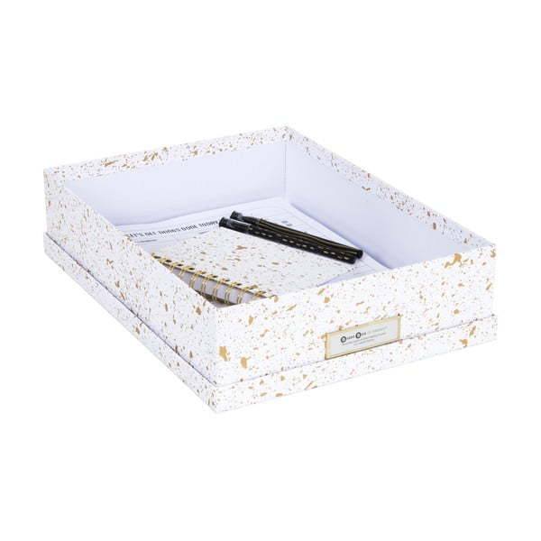 Кутия за съхранение в златно и бяло Oskar - Bigso Box of Sweden-image-3