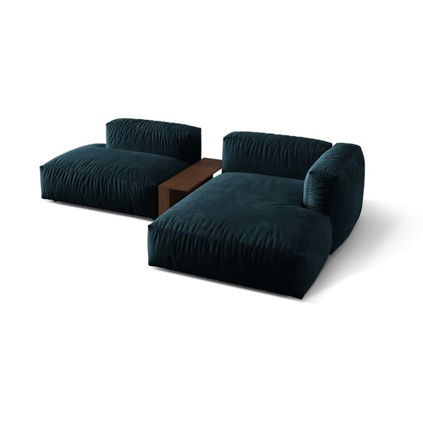 Тъмносин кадифен модулен ъглов диван (десен ъгъл) Martina – Micadoni -image-2