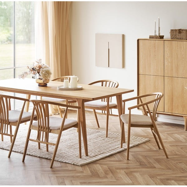 Трапезен стол с подлакътници от масивен дъб в естествен цвят Agustin – House Nordic-image-2