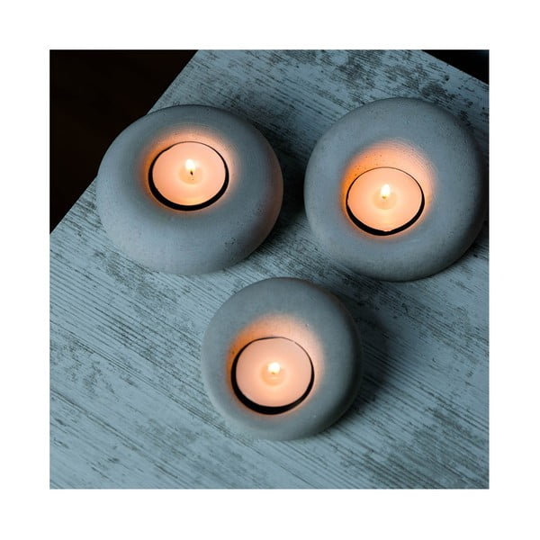 Бетонни свещници в комплект от 3 бр. Donut - Mioli Decor-image-3