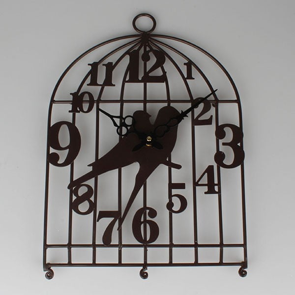 Černé hodiny Dakls Birdcage