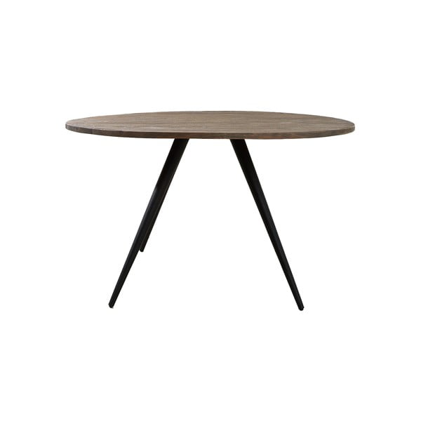 Кръгла маса за хранене в черно и тъмнокафяво с плот от акация ø 140 cm Turi - Light & Living