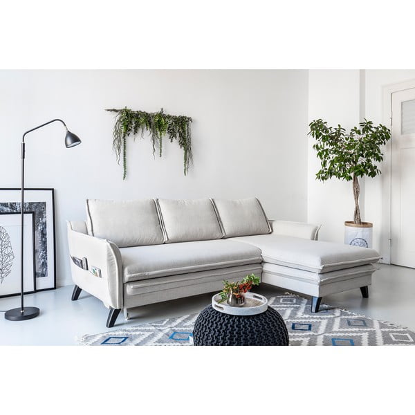 Светлобежов ъглов разтегателен диван, десен ъгъл Charming Charlie - Miuform-image-3