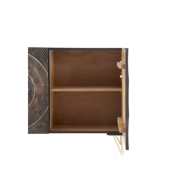 Черен нисък скрин от мангово дърво 160x75 cm Mango - Geese-image-4