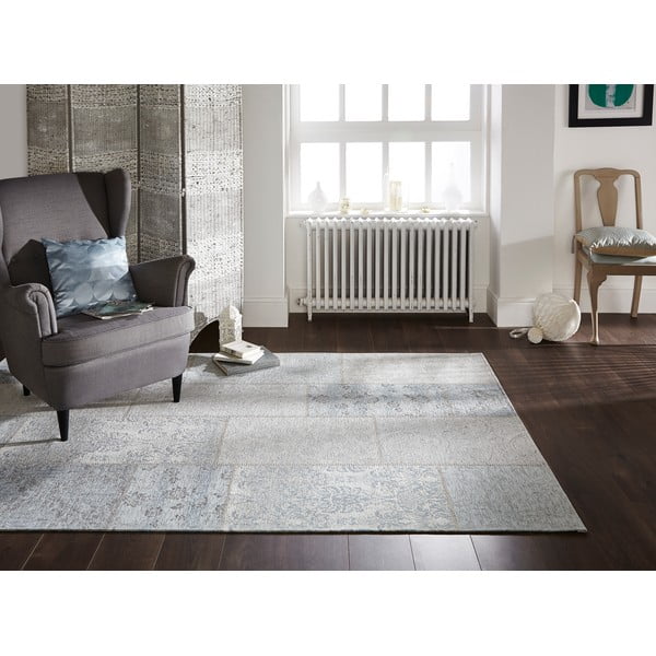 Синьо-сив пачуърк килим от шенил с патешко яйце, 120 x 170 cm - Flair Rugs-image-3