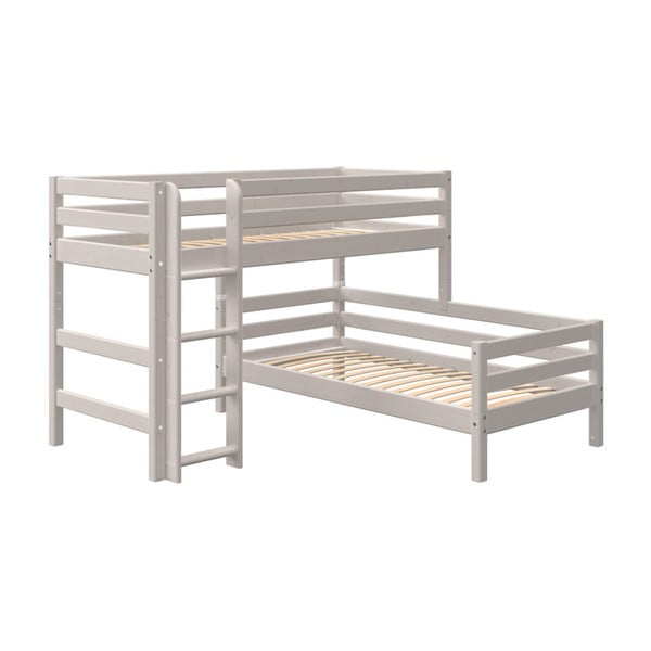Двуетажно легло от сив бор за деца L, 90 x 200 cm Classic - Flexa