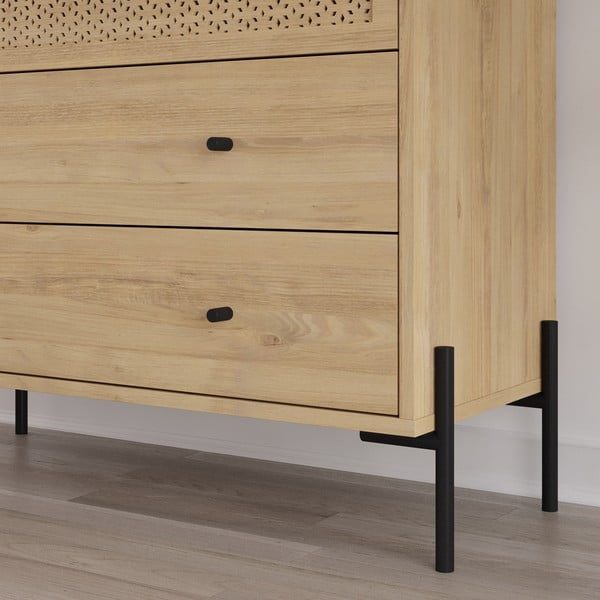 Нисък скрин от декор от дъб в естествен цвят 90x80 cm Mayra – Marckeric-image-4