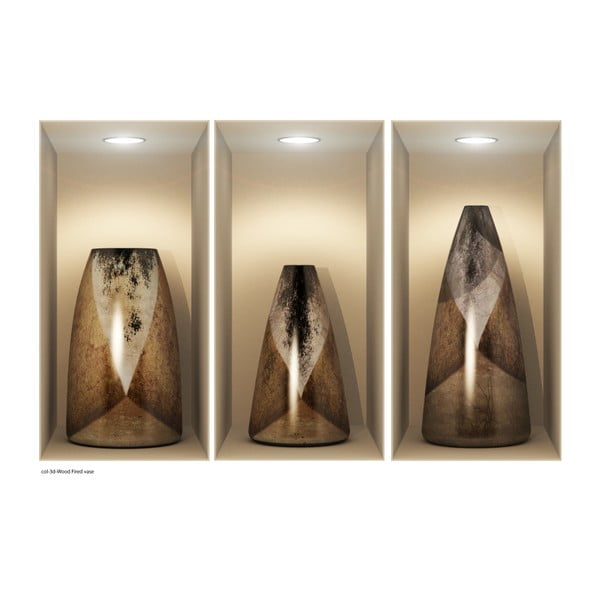 Комплект от 3 стикера с 3D ефект Дървени вази - Ambiance-image-2