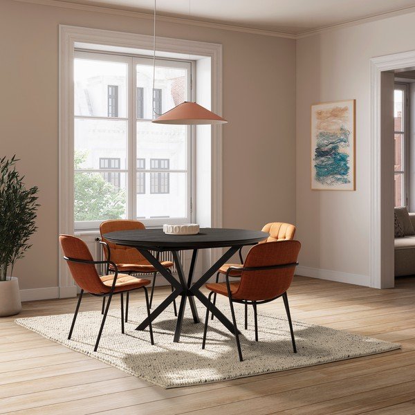 Теракотен тапициран трапезен стол с подлакътници Angie – Marckeric-image-1