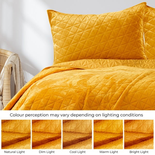 Жълто капитонирано покривало за легло 220x240 cm Laila – Restilo-image-4
