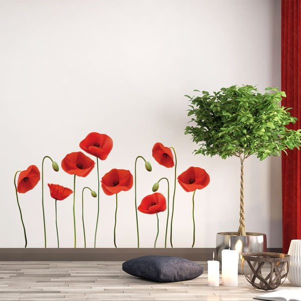 Комплект стикери за стена Vermeil Poppies, 60 x 70 cm - Ambiance-image-1