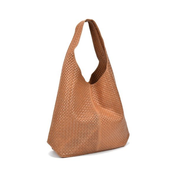 Кафява кожена чанта в цвят коняк Barbara - Mangotti Bags-image-4