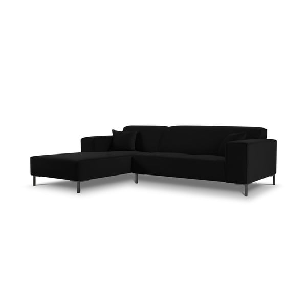 Ъглов диван от черно кадифе Siena, ляв ъгъл - Cosmopolitan Design