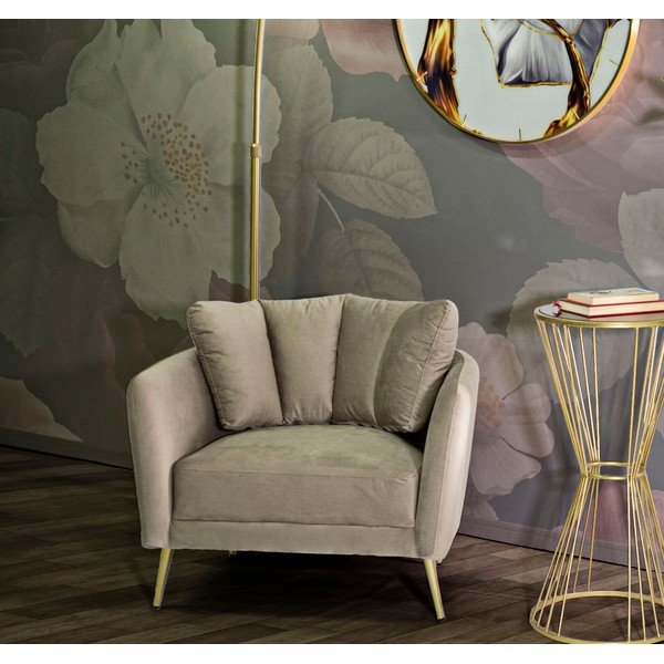 Кафяво-сиво кадифено кресло Kiev – Mauro Ferretti-image-1