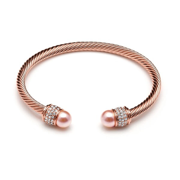 Růžově pozlacený náramek s perlami a Swarovski krystaly GemSeller Bacopa