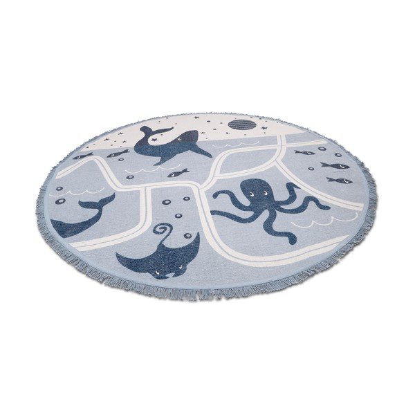 Детски памучен килим, ръчна изработка, ø 120 cm Little Deep Blue - Nattiot-image-3