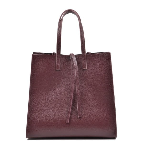 Виненочервена кожена чанта Mangotti Vera - Mangotti Bags