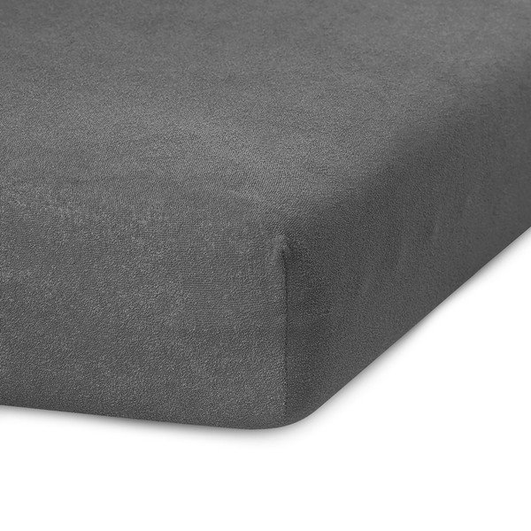 Тъмносив еластичен чаршаф от тери 220x200 cm Ruby – AmeliaHome-image-1