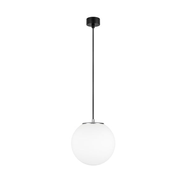 Бяла висяща лампа с цокъл в сребрист цвят TSUKI M - Sotto Luce