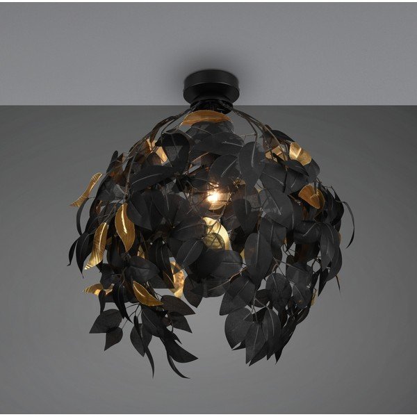 Матово черно метално осветително тяло за таван с пластмасов абажур ø 38 cm Leavy – Reality-image-1