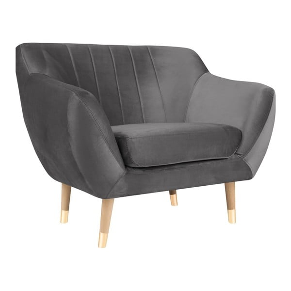 Кресло от сиво кадифе Benito - Mazzini Sofas-image-2