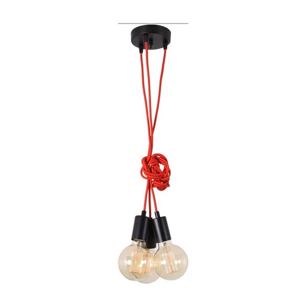 Червена лампа за таван с 3 крушки Spider Lamp - Filament Style