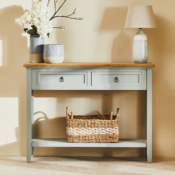 Сива конзолна маса от масивна Пауловния 34,5x99 cm Henley – Premier Housewares-image-4