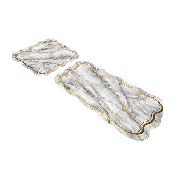 Сиви/ в златист цвят килими за баня в комплект 2 бр. 60x100 cm – Foutastic-image-2