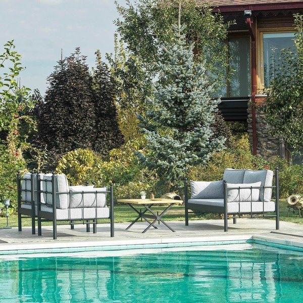  Градински комплект за 4 души в черен и светлосив цвят Lalas – Floriane Garden-image-4