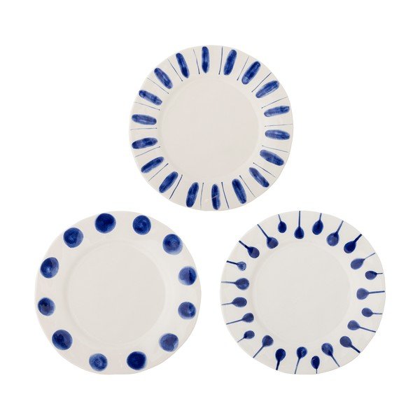Бели/сини глинени чинии в комплект 3 бр. ø 28 cm Linora – Bloomingville
