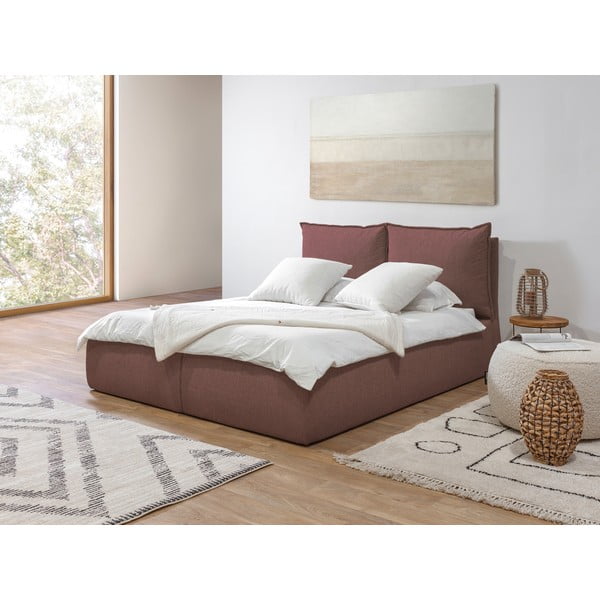 Розово двойно тапицирано  легло с място за съхранение с включена подматрачна рамка 160x200 cm Garance – Bobochic Paris-image-4