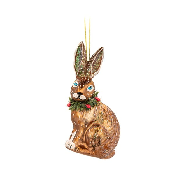 Стъклена  ръчно изработена коледна украса 12,5 cm Festive Hare – Sass & Belle