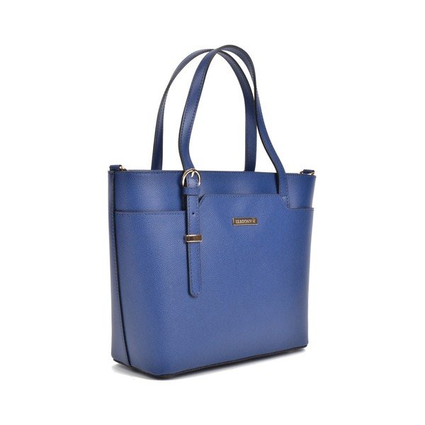 Синя кожена чанта Francesca - Mangotti Bags-image-2