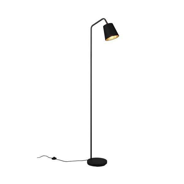 Черна подова лампа с текстилен абажур (височина 148 cm) Buddy - Trio