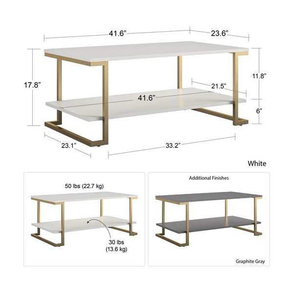Масичка за кафе в бяло и златисто , 106 x 45 cm Camila - CosmoLiving by Cosmopolitan-image-4