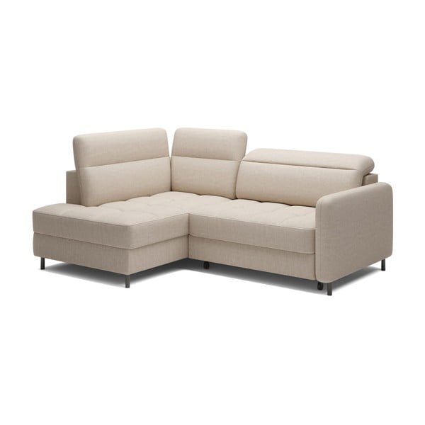 Бежов кадифен разтегателен ъглов диван с място за съхранение (ляв ъгъл L форма) Barea – ELTAP-image-2