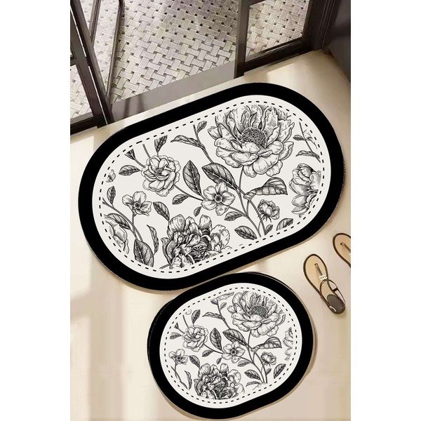 Черно-бял килими за баня в комплект 2 бр. 60x100 cm Rasse – Foutastic-image-1