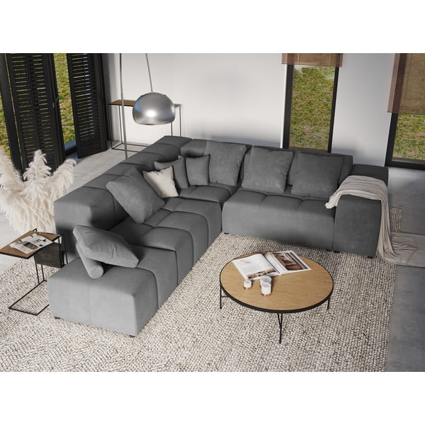 Сива кадифена възглавница за модулен диван Rome Velvet - Cosmopolitan Design-image-4