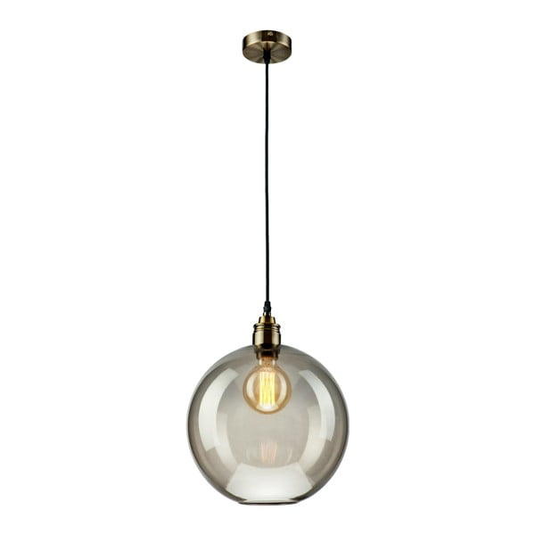 Стъклена висяща лампа в сиво Ball - LAMKUR