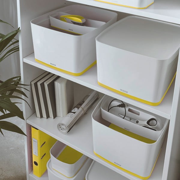 Бяло-жълта пластмасова кутия за съхранение с капак MyBox - Leitz-image-1