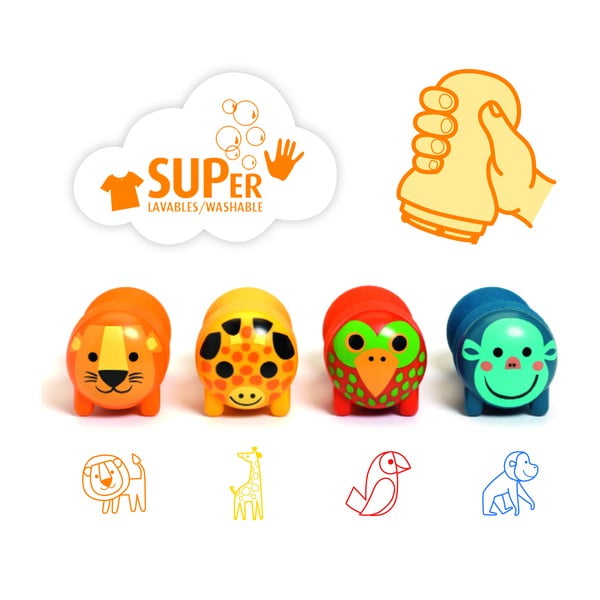 Детски печати в комплект от 4 броя Safari zvířátka - Djeco-image-1