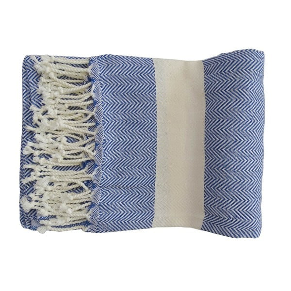 Modrá ručně tkaná osuška z prémiové bavlny Homemania Lidya Hammam, 100 x 180 cm