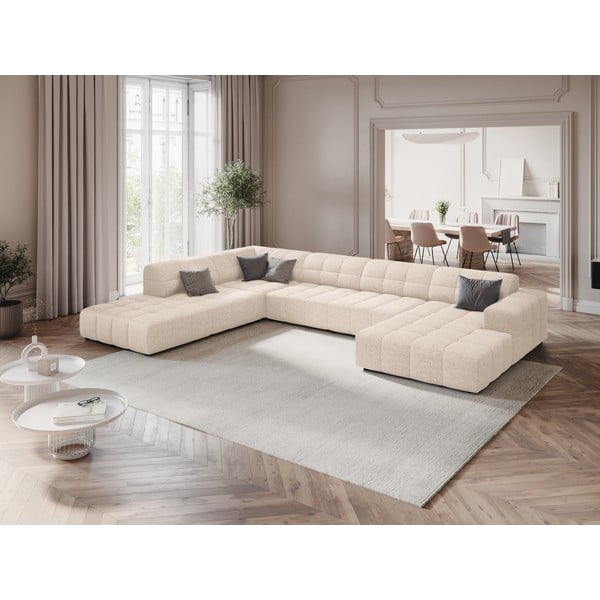 Кремав ъглов диван (ляв ъгъл/"U") Chicago - Cosmopolitan Design-image-1