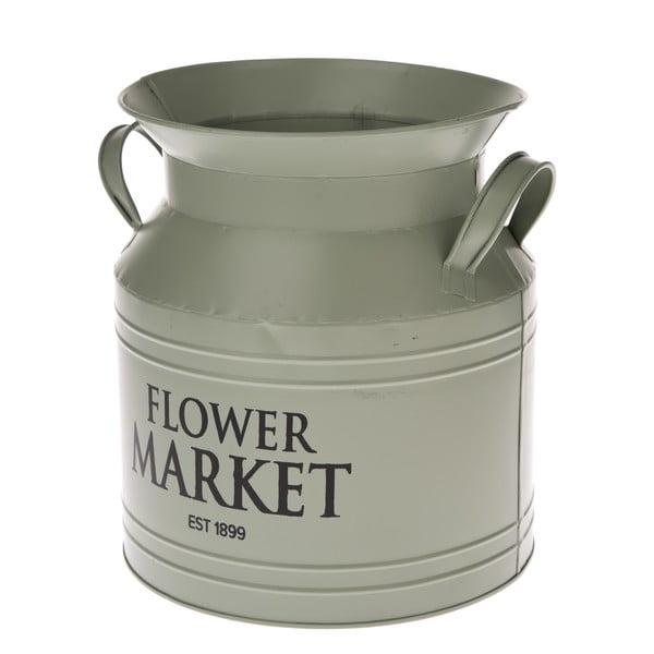 Зелена метална саксия за цветя Flower Market, ø 20 cm - Dakls
