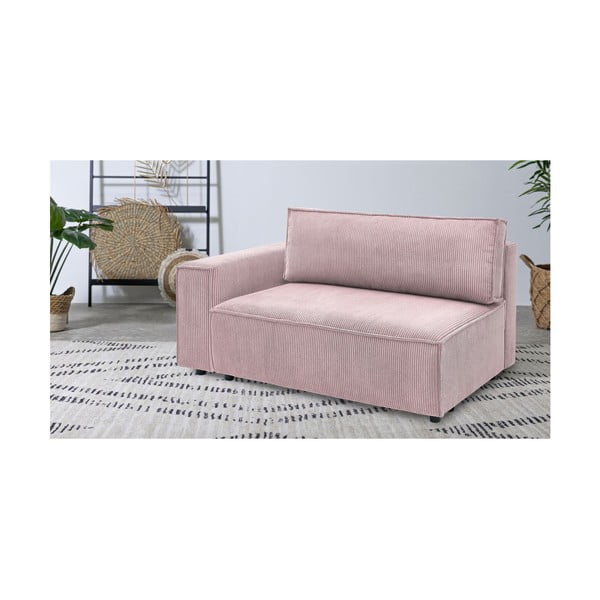 Светлорозов модул за диван от велур, ляв ъгъл Nihad modular - Bobochic Paris-image-1