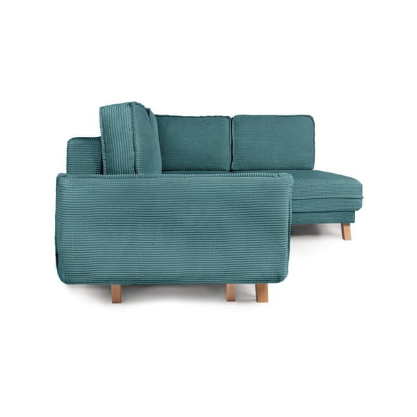 Тюркоаз сгъваем ъглов диван от рипсено кадифе (десен ъгъл) Tori – Bonami Selection-image-3